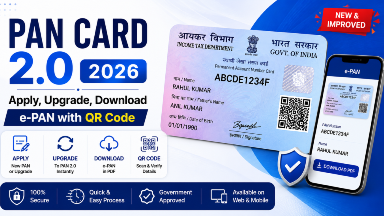 PAN Card 2.0 2026 – Apply, Upgrade, Download e‑PAN with QR Code